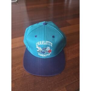 Vintage Logo 7 CHARLOTTE HORNETS Teal Purple Snapback Hat Cap